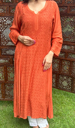 Load image into Gallery viewer, Women's Lucknowi Handcrafted Muslin Chikankari Kurti - HONC0229240