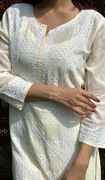 Load image into Gallery viewer, Areej Women's Lucknowi Handcrafted Cotton Chikankari Kurti - HONC0225193