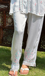Load image into Gallery viewer, Naheeda Women's Lakhnavi Handcrafted Modal Silk Chikankari Top And Pant Set - HONC0241221