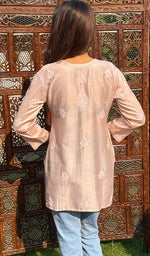 Load image into Gallery viewer, Hania Women's Lakhnavi Handcrafted Chanderi Silk Chikankari Top - HONC0237600
