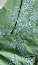 Load image into Gallery viewer, Cotton Green Women's Lakhnavi Handcrafted Cotton Chikankari Semi