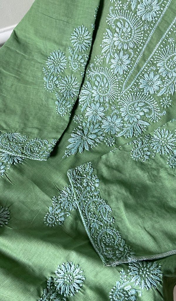 Cotton Green Women's Lakhnavi Handcrafted Cotton Chikankari Semi