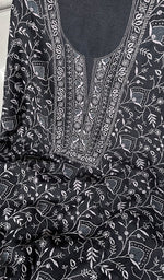 Load image into Gallery viewer, Women's Lakhnavi Handcrafted Munga Silk Chikankari Kurta And Dupatta Set - HONC0256129