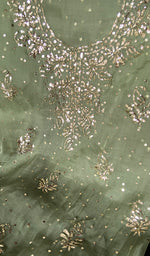 将图像加载到图库查看器中, Marifa Women's Lakhnavi Handcrafted Pure Organza Chikankari Unstitched Kurta And Dupatta Set- HONC0304083