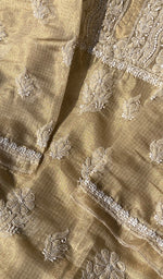 Load image into Gallery viewer, Women's Lucknowi Handcrafted Kota Chanderi Chikankari Semi-Stitched Kurta And Dupatta Set - HONC0244099