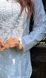 Load image into Gallery viewer, Women's Lakhnavi Handcrafted Linen Cotton Chikankari Top - HONC0217569