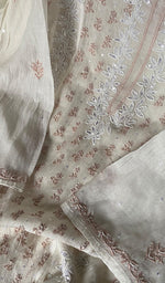 Load image into Gallery viewer, Saziya Women's Lakhnavi Handcrafted Mul Chanderi Semi - Stitched Kurta And Dupatta Set - HONC0230869