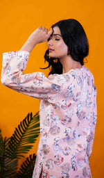 Load image into Gallery viewer, Ruskshi Women's Lakhnavi Handcrafted Cotton Chikankari Kurta And Palazzo Set - HONC0191169