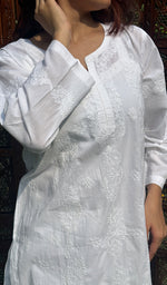 Load image into Gallery viewer, Women's Lucknowi Handcrafted Cotton Chikankari Kurti - HONC0197103