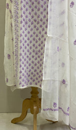 Load image into Gallery viewer, Saziya Women's Lakhnavi Handcrafted Mul Chanderi Semi - Stitched Kurta And Dupatta Set - HONC0222862