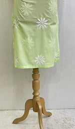 Load image into Gallery viewer, Green Women's Lucknowi Handcrafted Cotton Chikankari Kurti
