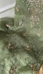 将图像加载到图库查看器中, Marifa Women's Lakhnavi Handcrafted Pure Organza Chikankari Unstitched Kurta And Dupatta Set- HONC0304083