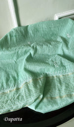 Load image into Gallery viewer, Amisha Women's Lucknowi Handcrafted Chanderi Silk Chikankari Full Suit Material - HONC0253709