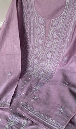 Load image into Gallery viewer, Women's Lakhnavi Handcrafted Mul Chanderi Semi - Stitched Kurta And Dupatta Set - HONC0238903