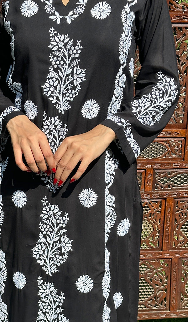 Women's Lucknowi Handcrafted Modal Cotton Chikankari Kurti - HONC0226943