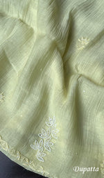Load image into Gallery viewer, Saziya Women's Lakhnavi Handcrafted Mul Chanderi Semi - Stitched Kurta And Dupatta Set - HONC0237912