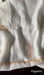 将图像加载到图库查看器中, Saziya Women's Lakhnavi Handcrafted Mul Chanderi Semi - Stitched Kurta And Dupatta Set - HONC0222865