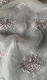 Load image into Gallery viewer, Women's Lakhnavi Handcrafted Organza Chikankari Semi - Stitched Kurta And Dupatta Set- HONC0237689