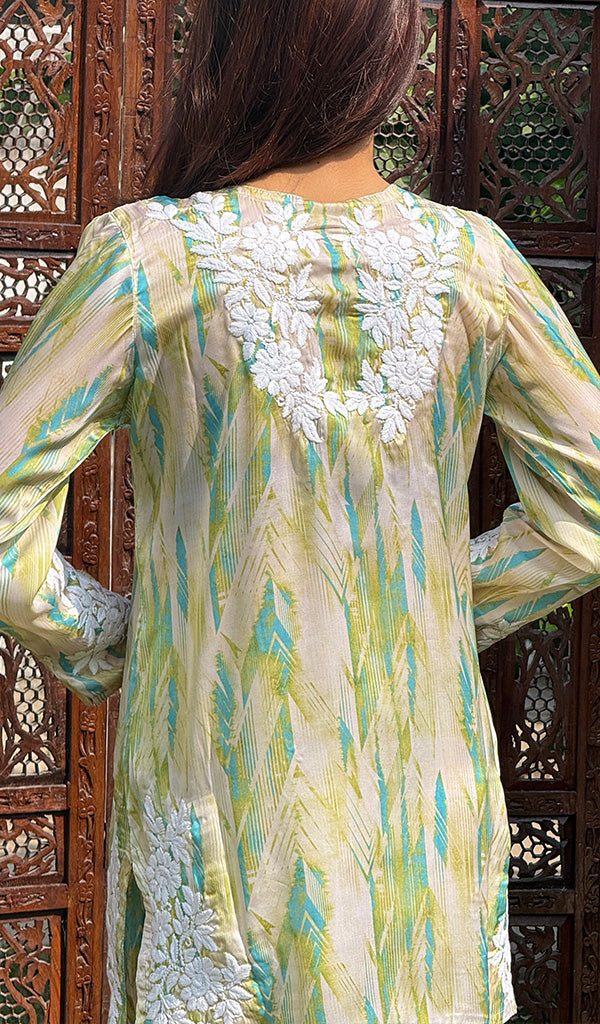 Farzeen Women's Lakhnavi Handcrafted Modal Silk Chikankari Top And Pant Set - HONC0246061