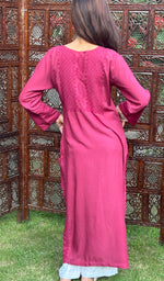 Load image into Gallery viewer, Rooh Women's Lucknowi Handcrafted Modal Cotton Chikankari Kurti - HONC0236887