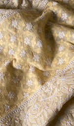 Load image into Gallery viewer, Women's Lakhnavi Handcrafted Cotton Chikankari Semi - Stitched Kurti Fabric - HONC0244110