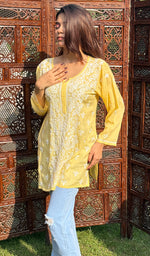 Load image into Gallery viewer, Fariah Women's Lakhnavi Handcrafted Modal Cotton Chikankari Top - HONC0247402