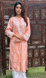 Load image into Gallery viewer, Amanat Women's Lucknowi Handcrafted Cotton Chikankari Kurti - HONC0276840