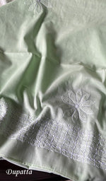 Load image into Gallery viewer, Aamina Women's Lakhnavi Handcrafted Cotton Semi - Stitched Chikankari Full Suit Material - HONC0180319