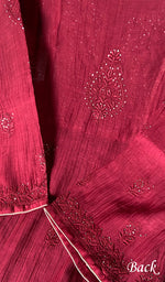 Load image into Gallery viewer, Women's Lakhnavi Handcrafted Mul Chanderi Chikankari Semi - Stitched Kurti Fabric - HONC0243904