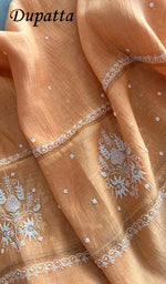将图像加载到图库查看器中, Women's Lakhnavi Handcrafted Mul Chanderi Kurta And Dupatta Set - HONC0210917
