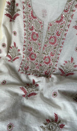 Load image into Gallery viewer, Women's Lakhnavi Handcrafted Mul Chanderi Unstitched Kurta And Dupatta Set - HONC0256380