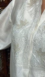 Load image into Gallery viewer, Afifa Women's Lakhnavi Handcrafted Chanderi Silk Chikankari Top And Pant Set - HONC0243260