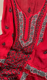 Load image into Gallery viewer, Aaliyah Women's Lakhnavi Handcrafted Mul Chanderi Semi - Stitched Kurta And Dupatta Set - HONC0260918