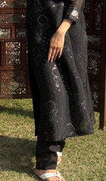 Load image into Gallery viewer, Rose Women's Lucknowi Handcrafted Pure Organza Silk Stitched Chikankari Kurta, Dupatta With Pant Set- HONC0264142