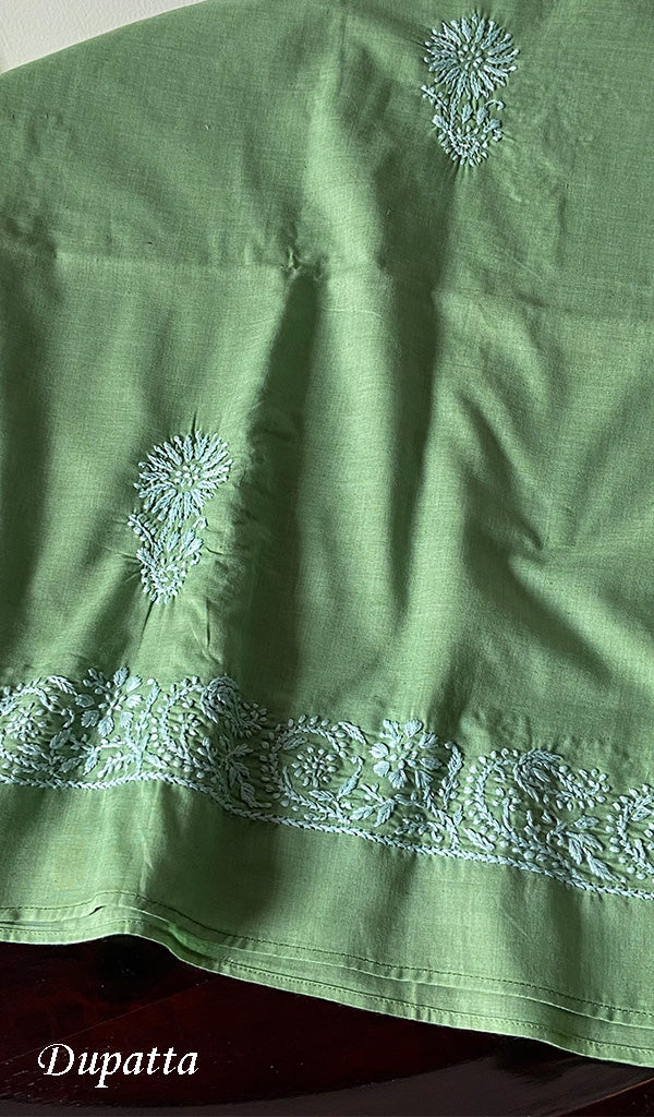Cotton Green Women's Lakhnavi Handcrafted Cotton Chikankari Semi