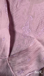 Load image into Gallery viewer, Women's Lakhnavi Handcrafted Mul Chanderi Chikankari Semi - Stitched Kurti Fabric - HONC0243903