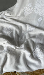 将图像加载到图库查看器中, Women's Lakhnavi Handcrafted Modal Cotton Chikankari Unstitched Kurti Fabric - HONC0242112