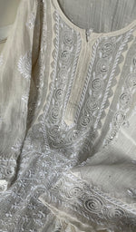 Load image into Gallery viewer, Aaliyah Women's Lakhnavi Handcrafted Mul Chanderi Semi-Stitched Kurta And Dupatta Set - HONC0214844