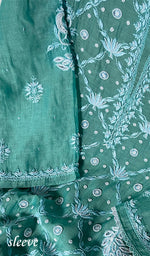 将图像加载到图库查看器中, Shirin Women's Lakhnavi Handcrafted Mul Chanderi Semi - Stitched Kurta And Dupatta Set - HONC0239058