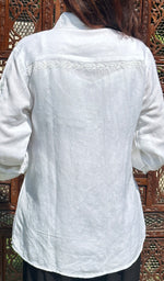 将图像加载到图库查看器中, Nadia Women's Lakhnavi Handcrafted Linen Cotton Chikankari Top - HONC0239637