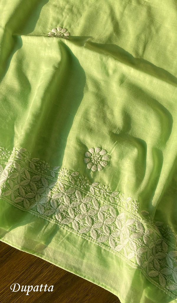 Cotton Green Women's Lakhnavi Handcrafted Cotton Chikankari Semi