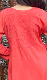 Load image into Gallery viewer, Rooh Women's Lucknowi Handcrafted Modal Cotton Chikankari Kurti - HONC0236889