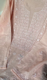 Load image into Gallery viewer, Women's Lakhnavi Handcrafted Mul Chanderi Semi - Stitched Kurta And Dupatta Set - HONC0238899