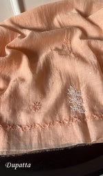 Load image into Gallery viewer, Saziya Women's Lakhnavi Handcrafted Mul Chanderi Semi - Stitched Kurta And Dupatta Set - HONC0237910