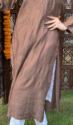 Load image into Gallery viewer, Women's Lucknowi Handcrafted Muslin Chikankari Kurti - HONC0225704