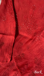 Load image into Gallery viewer, Women's Lakhnavi Handcrafted Mul Chanderi Chikankari Semi - Stitched Kurti Fabric - HONC0243902