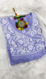 Load image into Gallery viewer, Neha Women's Lucknowi Handcrafted Modal Cotton Chikankari Angrakha Dress - HONC0102821