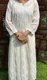 Load image into Gallery viewer, Ansara Women's Lucknowi Handcrafted Cotton Chikankari Kurti - HONC0221393