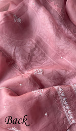 将图像加载到图库查看器中, Women's Lakhnavi Handcrafted Pure Organza Chikankari Unstitched Kurta And Dupatta Set- HONC0233729