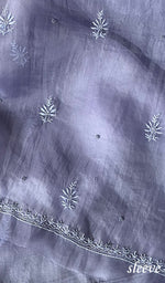 将图像加载到图库查看器中, Women's Lakhnavi Handcrafted Pure Organza Chikankari Unstitched Kurta And Dupatta Set- HONC0SOLD